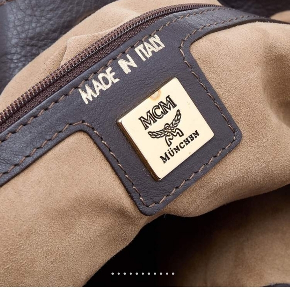 MCM Vintage Green and Brown Viseto Velvet Shoulder Bag. - Picture 9 of 11